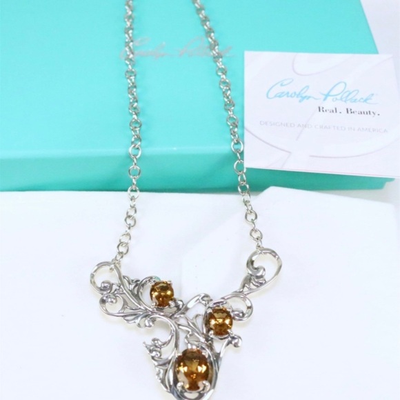 NEW Carolyn Pollack Sterling Silver 5+ carat Pear Citrine Necklace in the Box - Picture 5 of 6